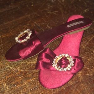 Satin Red Slippers